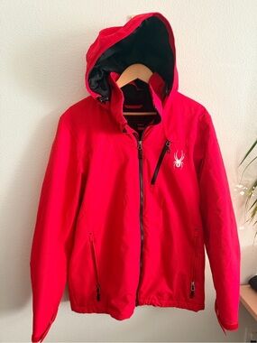 Spyder Men's Bright Red Hooded Softshell Rain Jacket